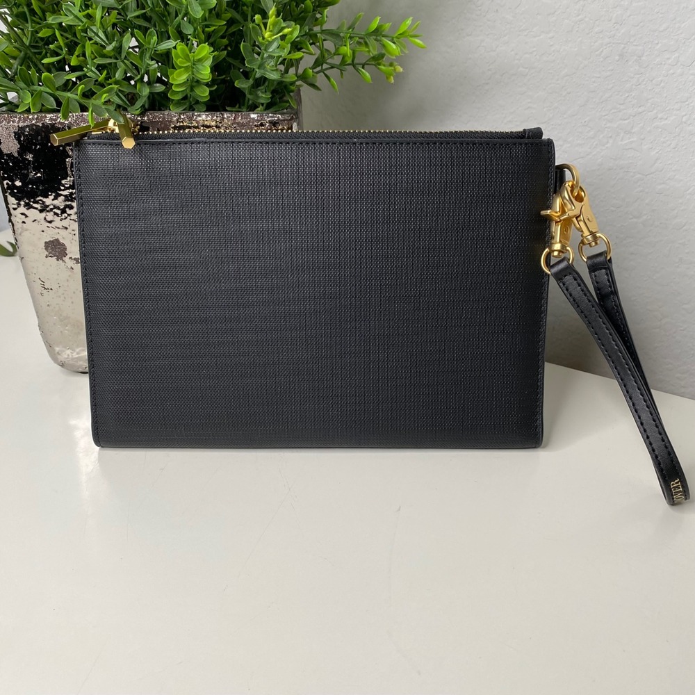 Dagne Dover Essentials Clutch Onyx Black Coated‎ Canvas Wristlet Organizer Bag